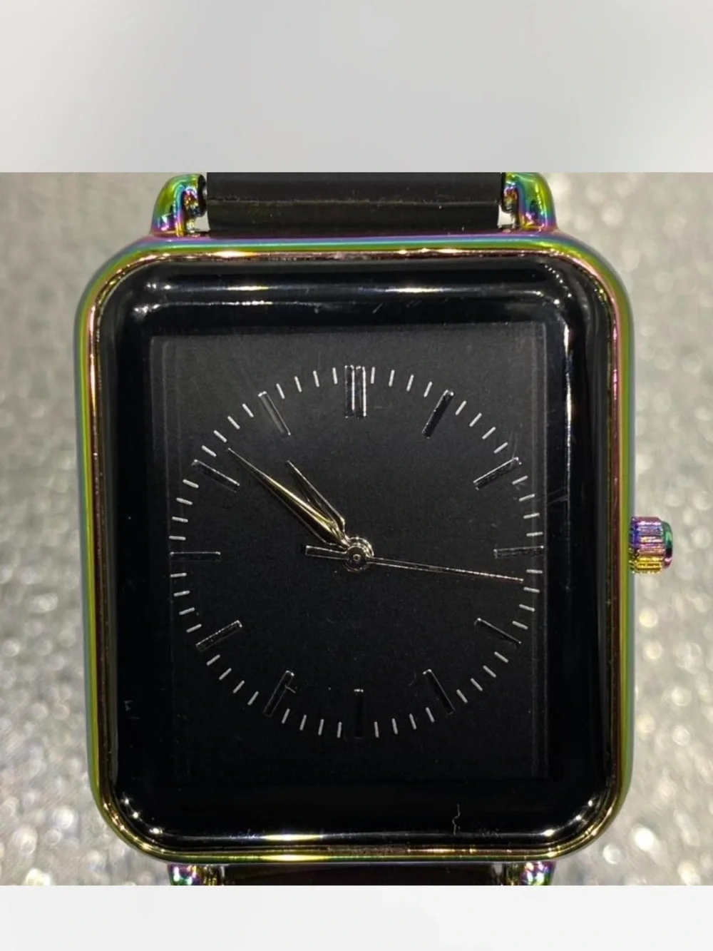 Ladies *** Iridescent Black Face Smart-Style Watch *** Ebony silicone band ^^^